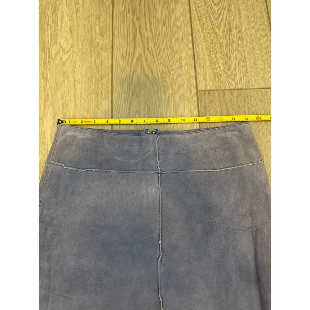 Vintage Y2K Bebe Periwinkle Purple Genuine Suede Leather Mini Skirt - Size 8